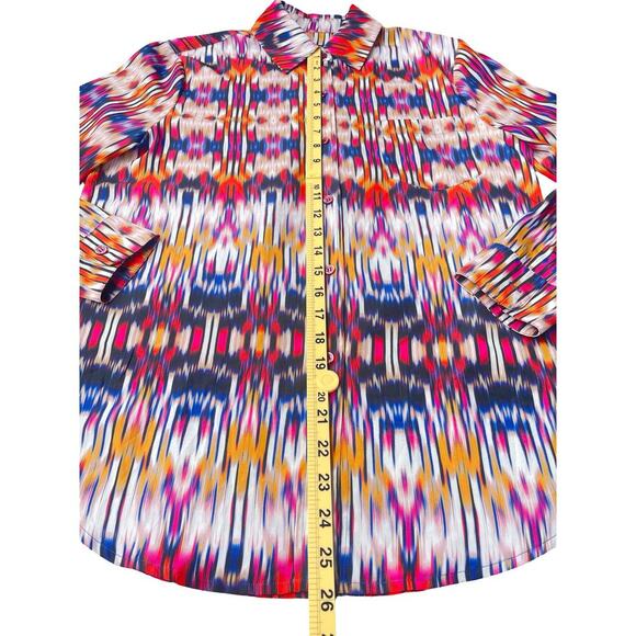 Le Superbe Button Down Blouse Ex Boyfriend Shirt Goa Goa Print – Size 0 / Small - Picture 12 of 14